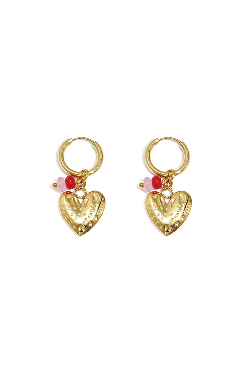 Boucles d'oreilles avec cœur et perles