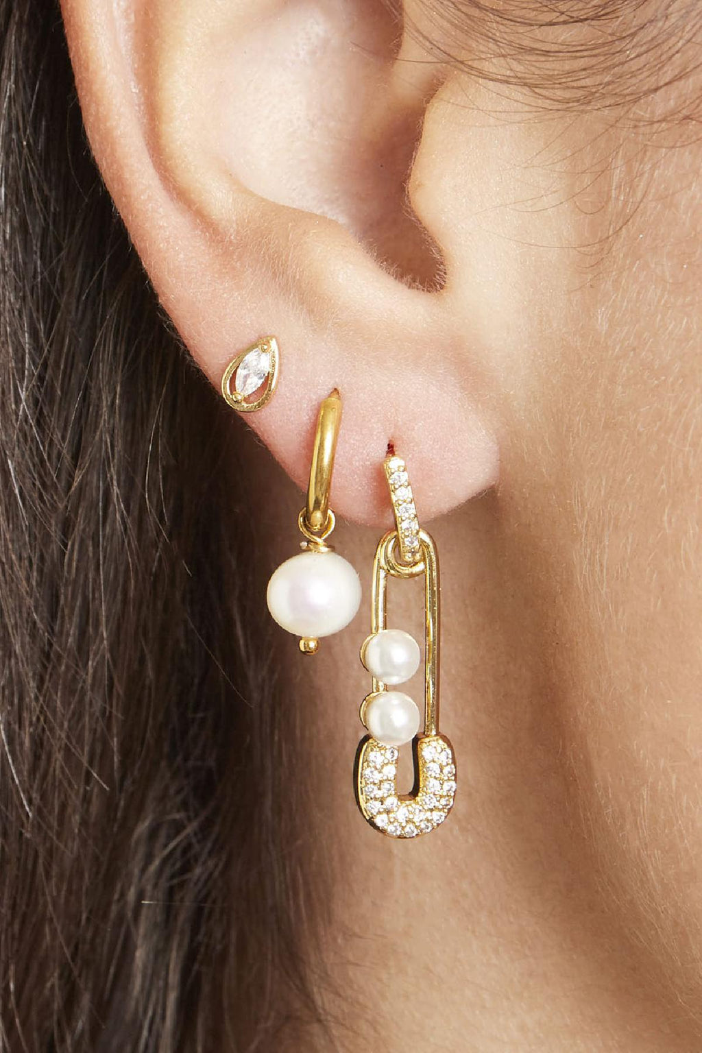 Boucles d'oreilles Pearl Of The Sea Gris Acier inoxydable