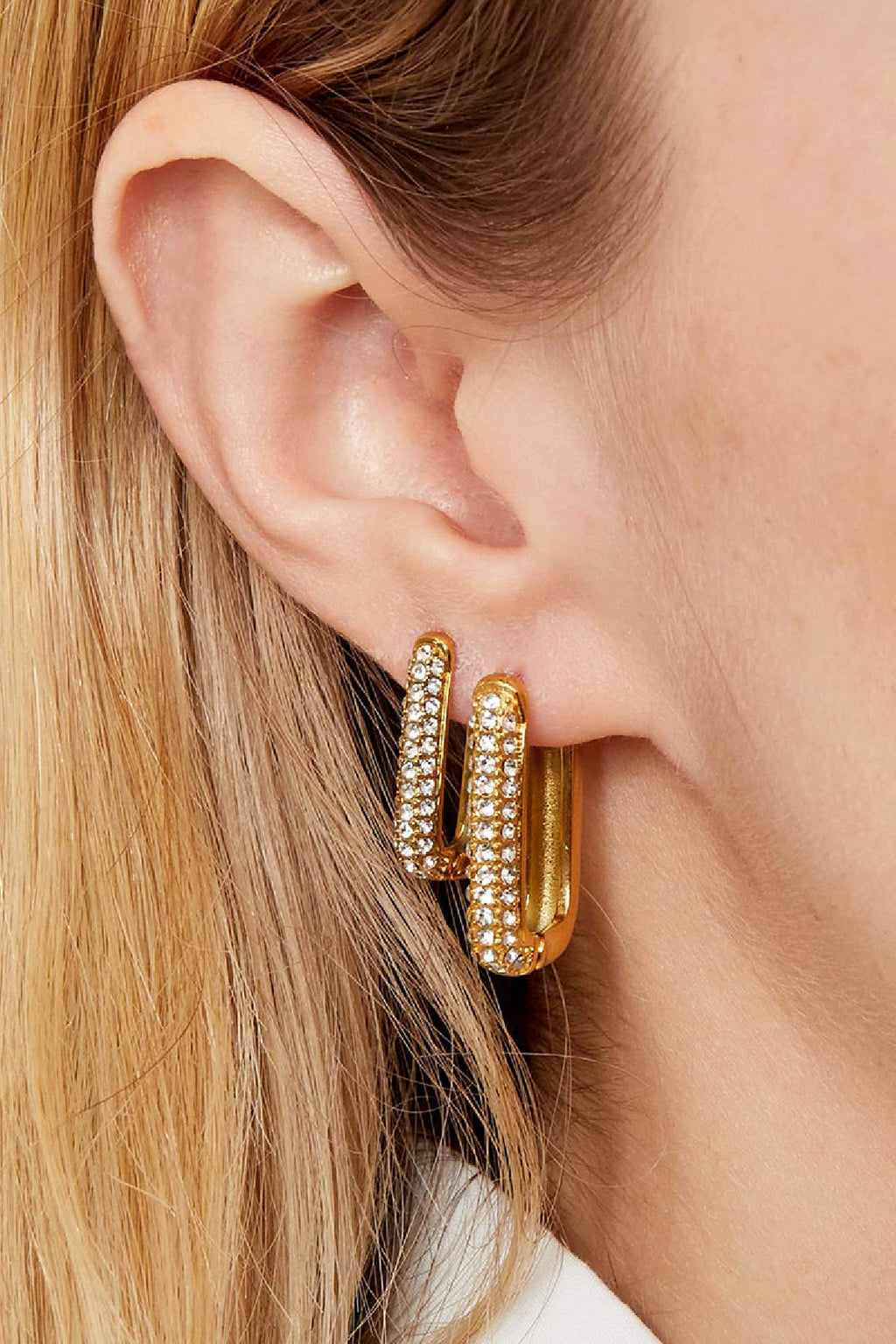 Boucles d'oreilles scintillantes en acier inoxydable
