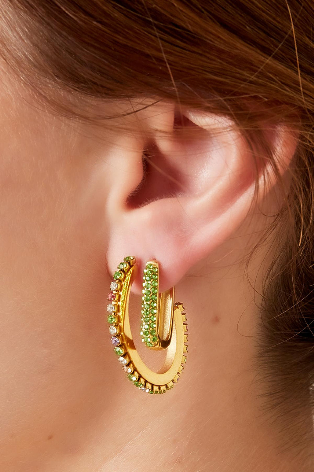 Boucles d'oreilles scintillantes en acier inoxydable