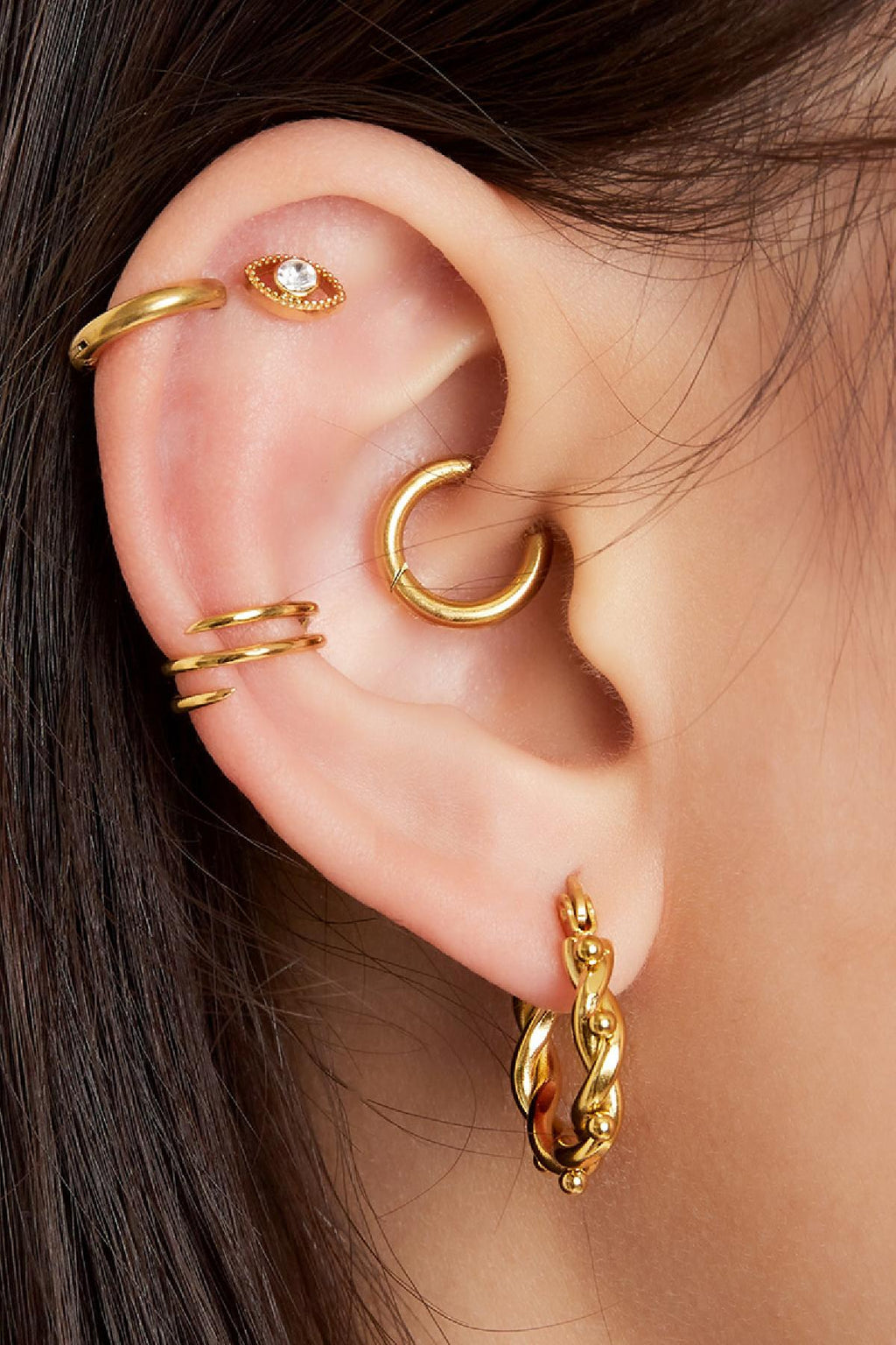 Earcuff Spiral Gold Couleur or Acier inoxydable