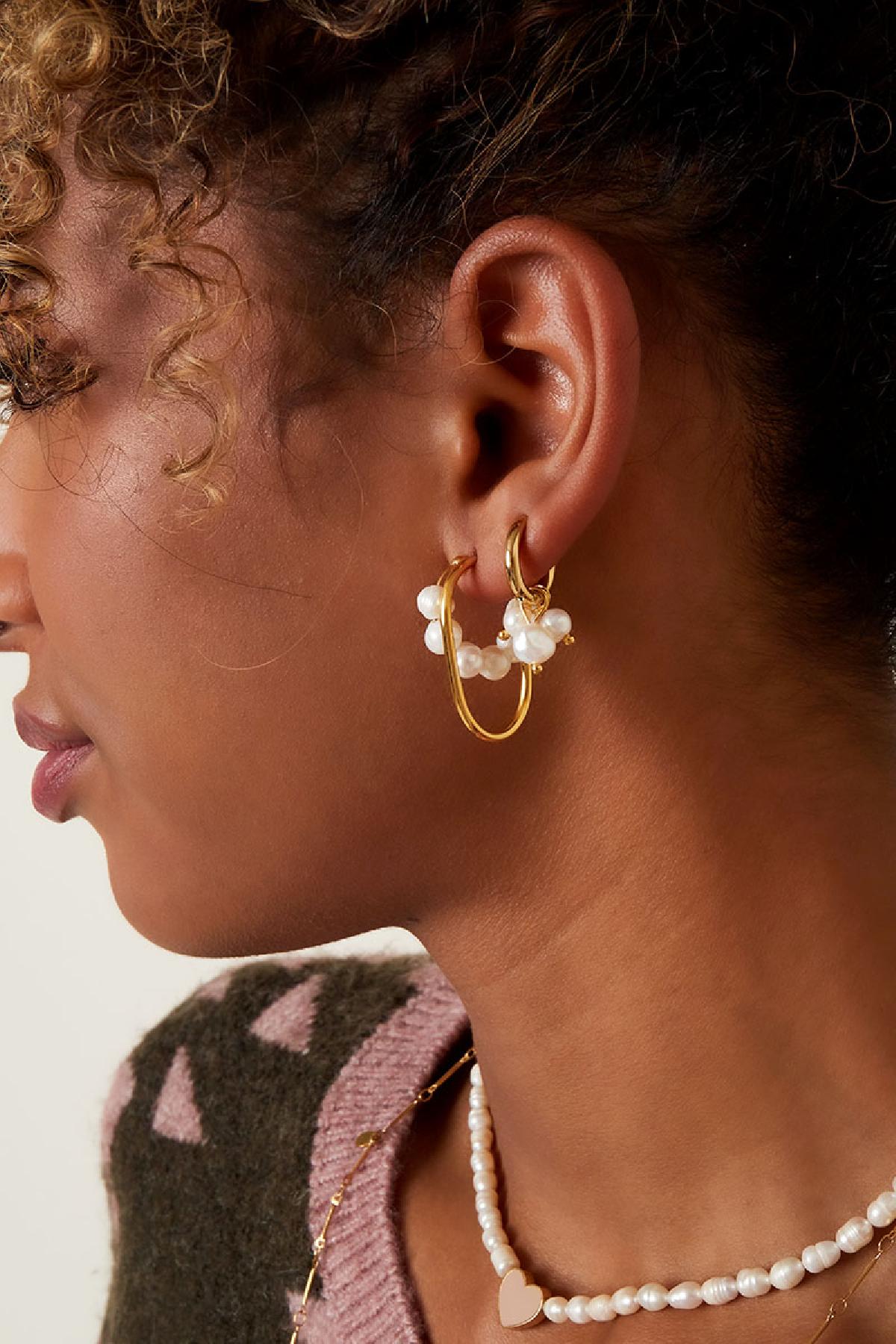 Boucles d'oreilles avec perles pendantes en acier inoxydable