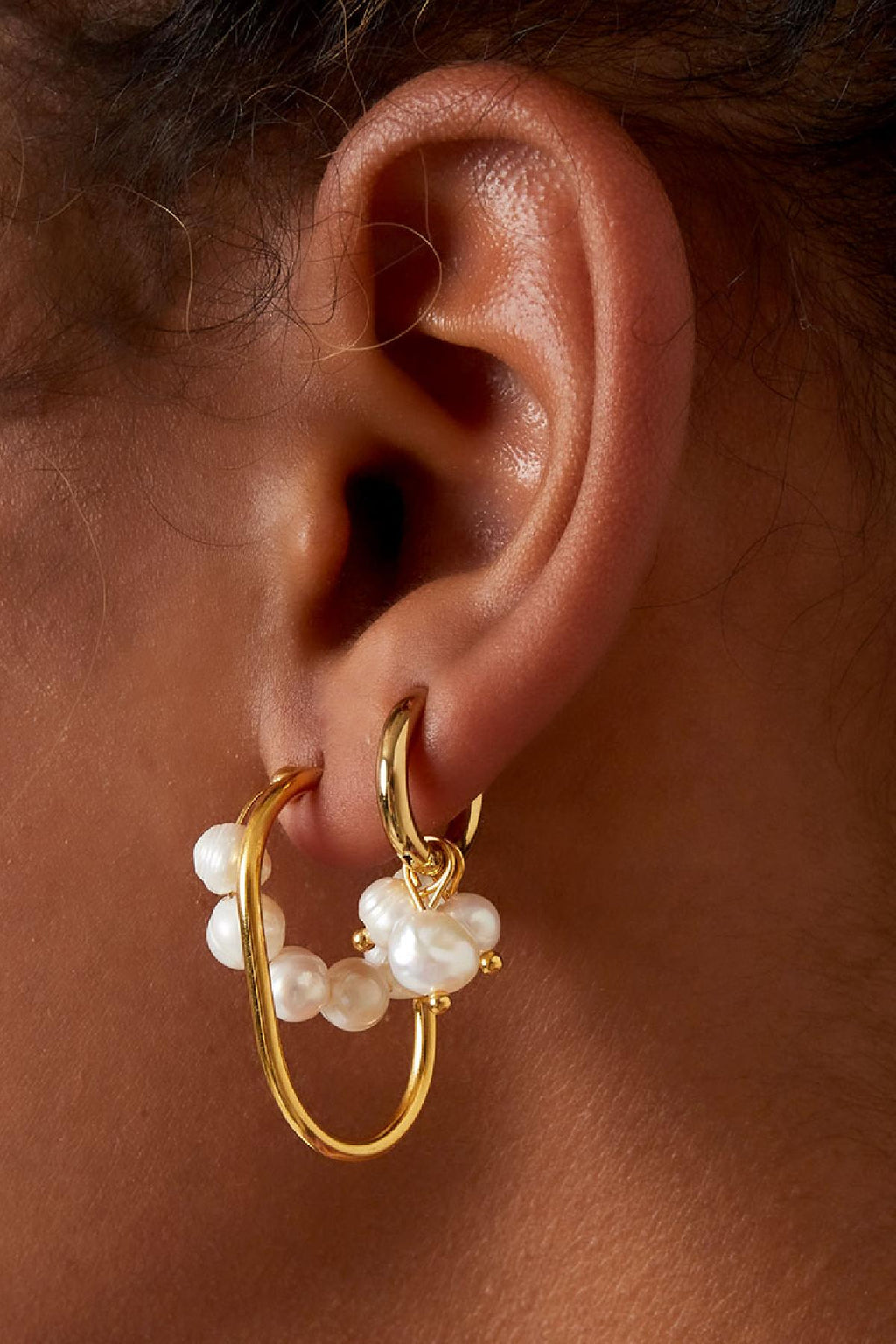 Boucles d'oreilles avec perles pendantes en acier inoxydable