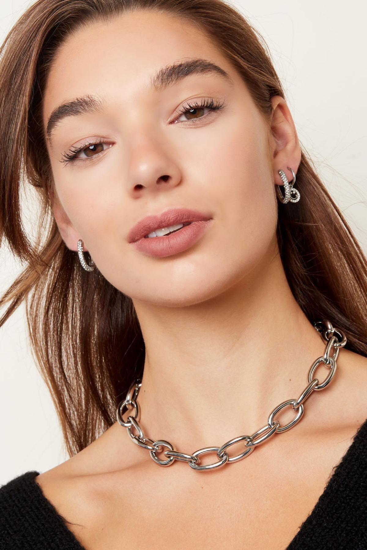 Boucles d'oreilles ovales avec zircone Acier inoxydable