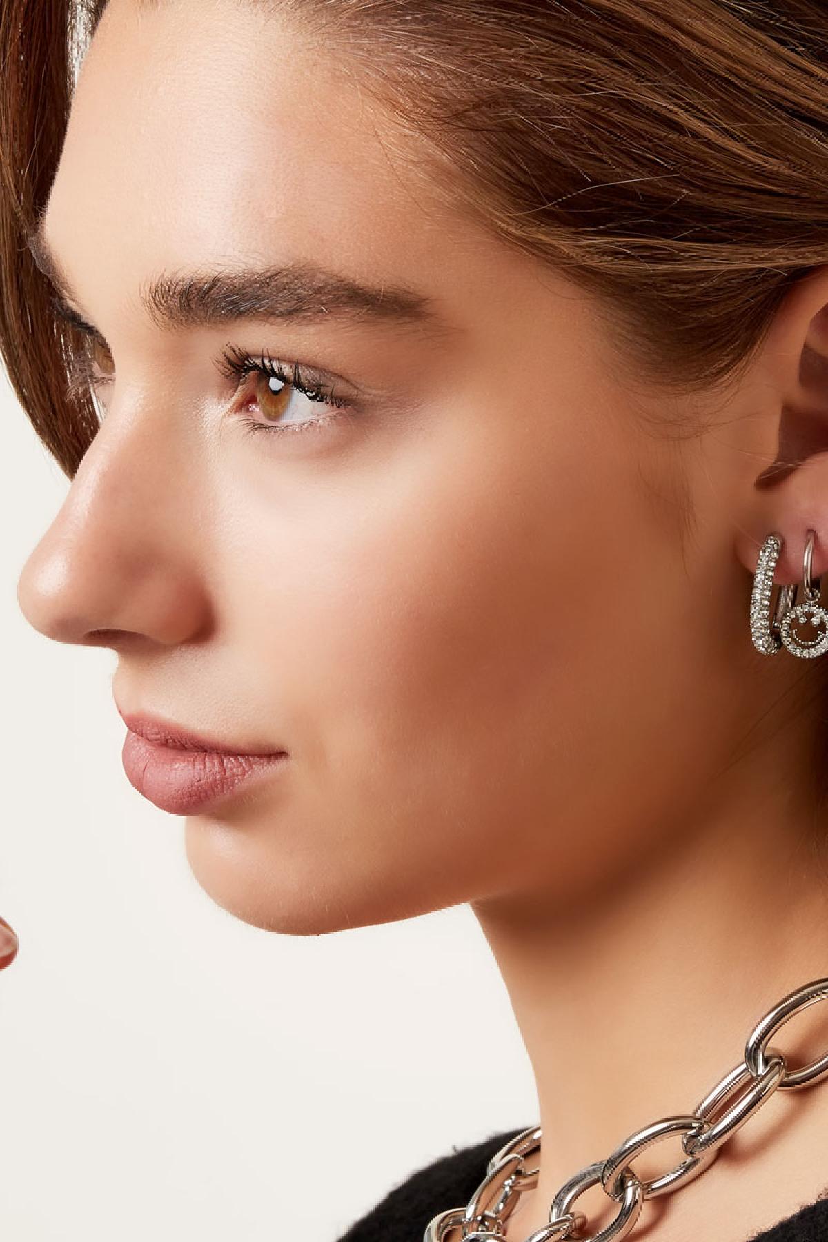 Boucles d'oreilles ovales avec zircone Acier inoxydable