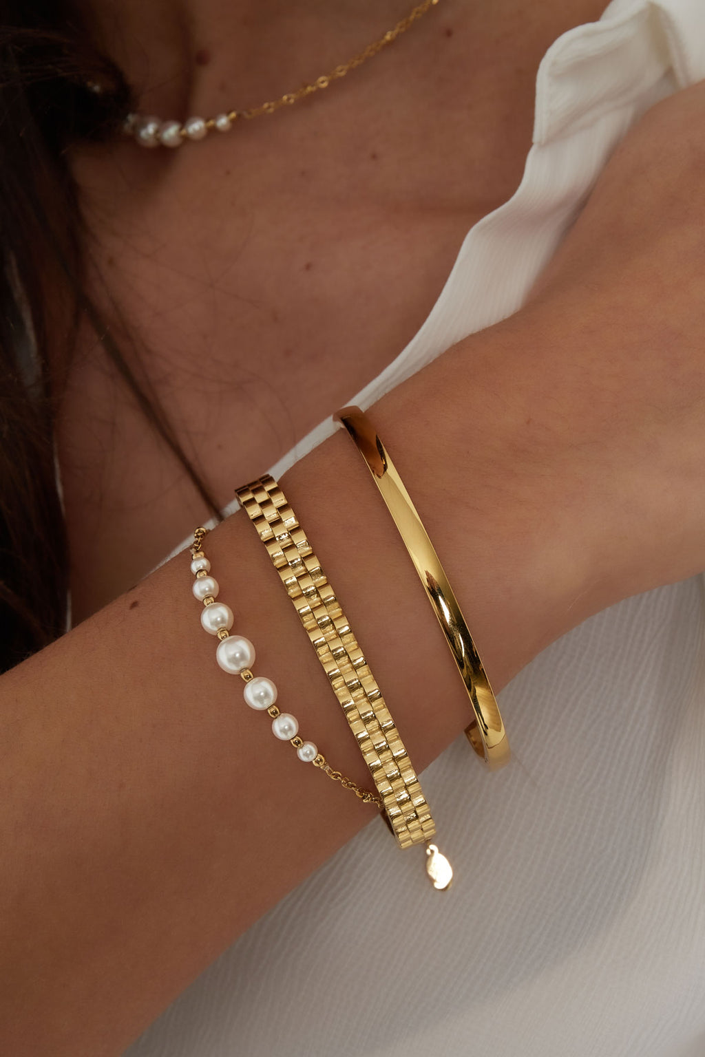 Bracelet de fête en perles - doré