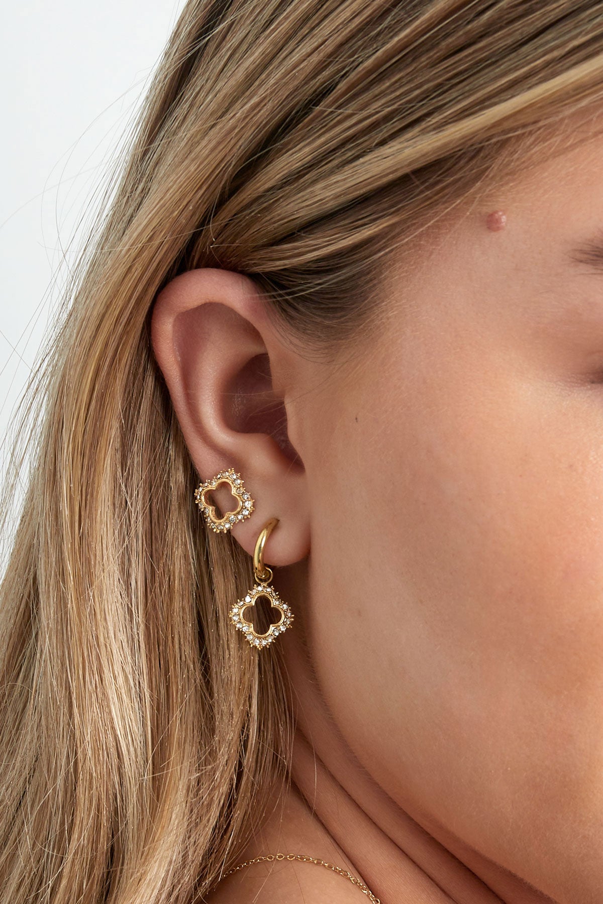 boucles d'oreilles charms diamant porte-bonheur