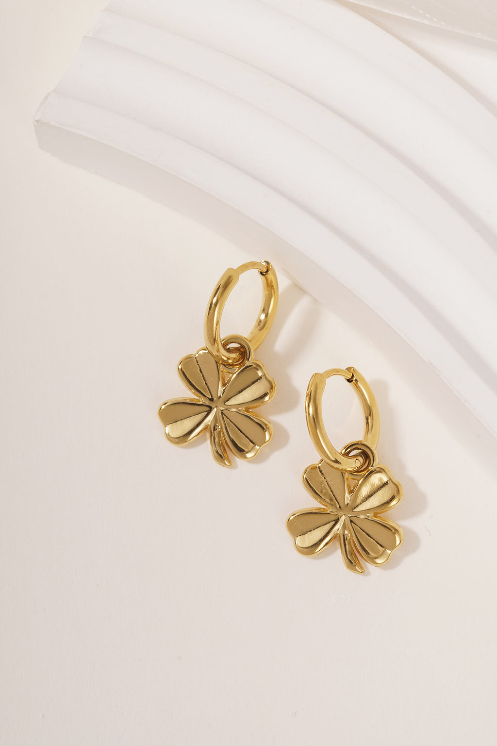 Boucles d'oreilles basic trèfle à quatre feuilles - doré Acier Inoxydable