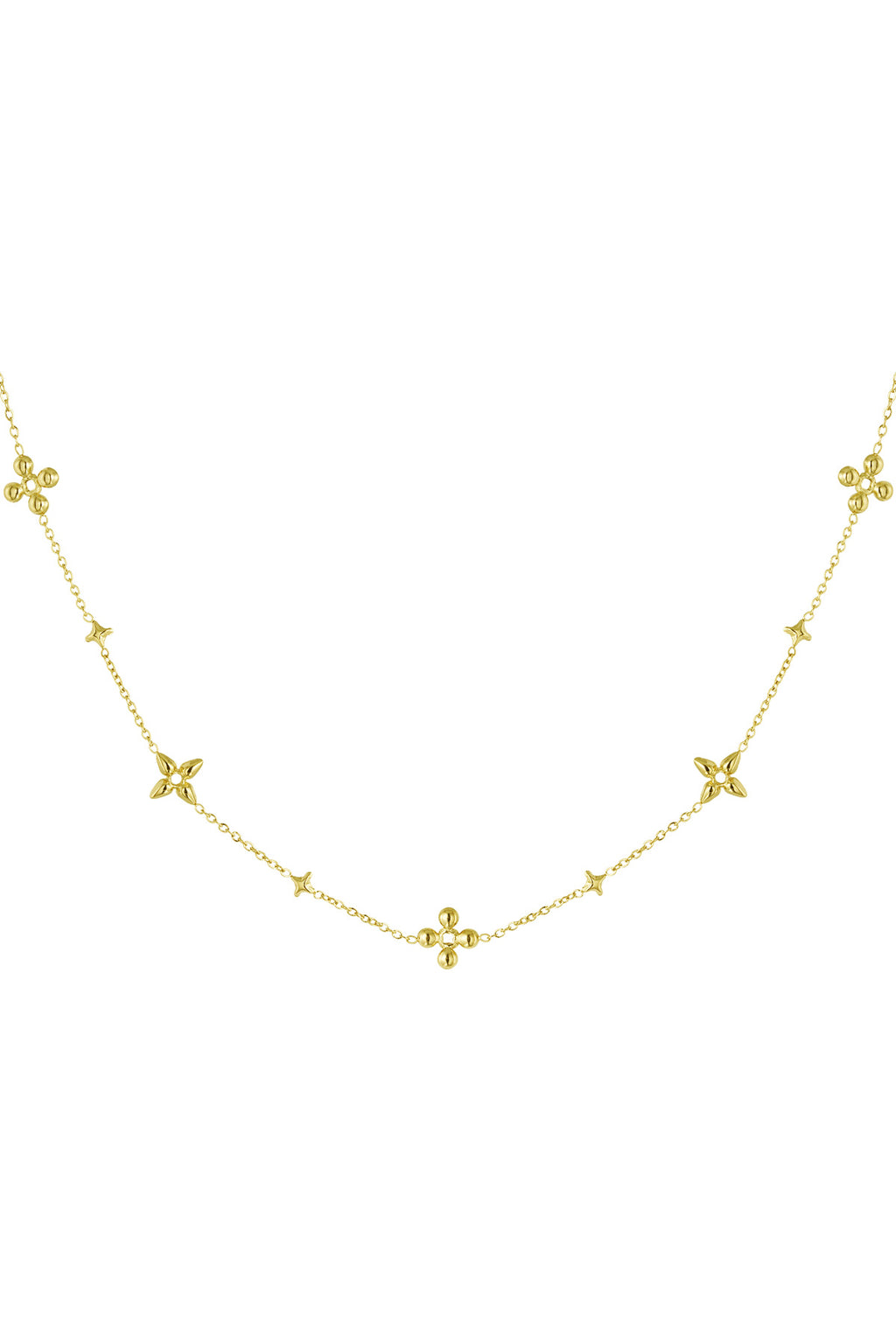 Collier de fête fleuri - doré 