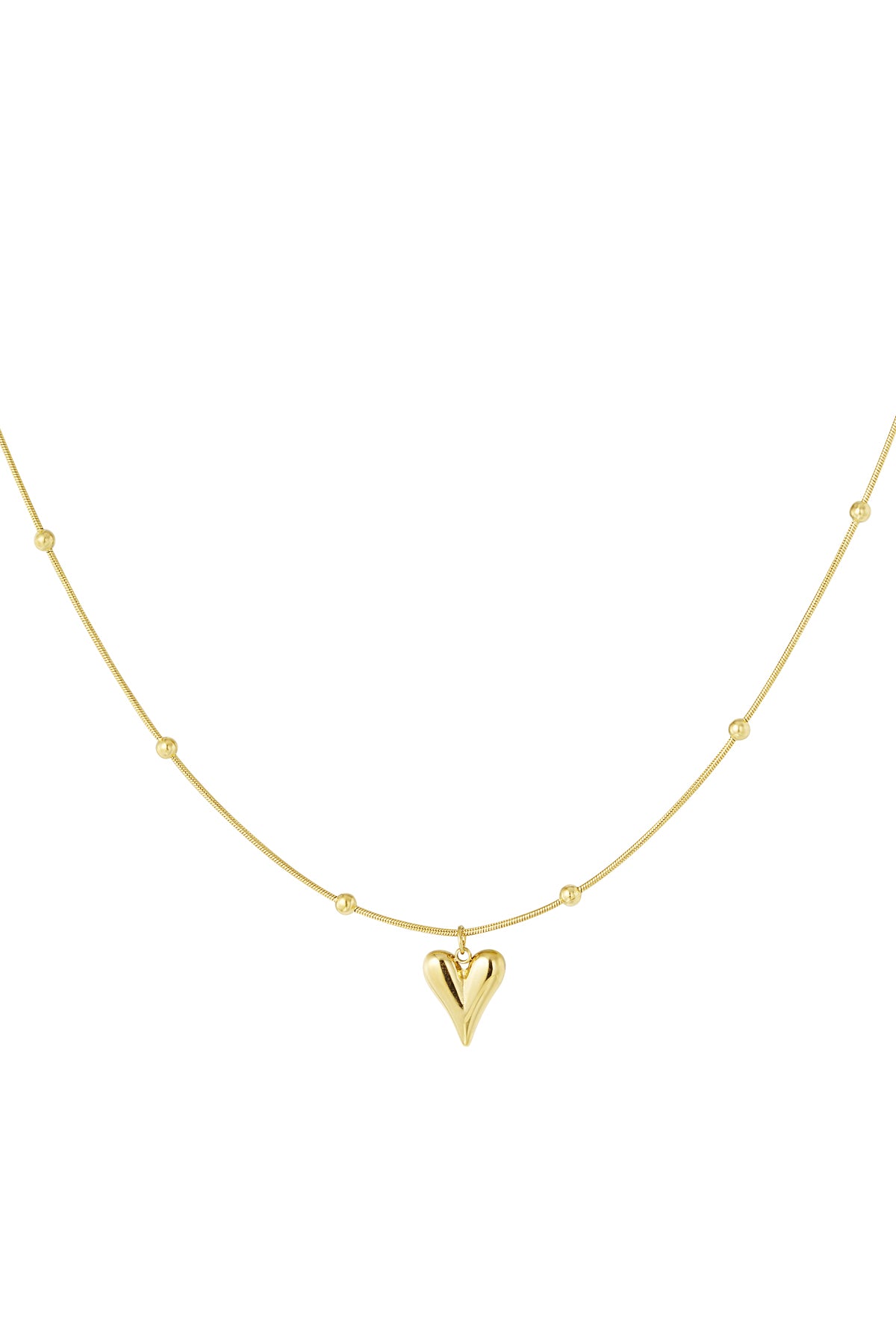 Collier petite boule avec coeur - doré