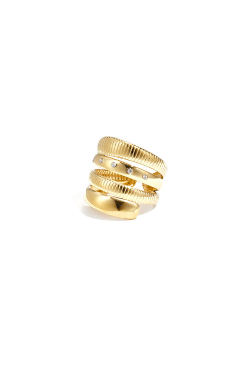 Bague à plusieurs niveaux avec motif rayé