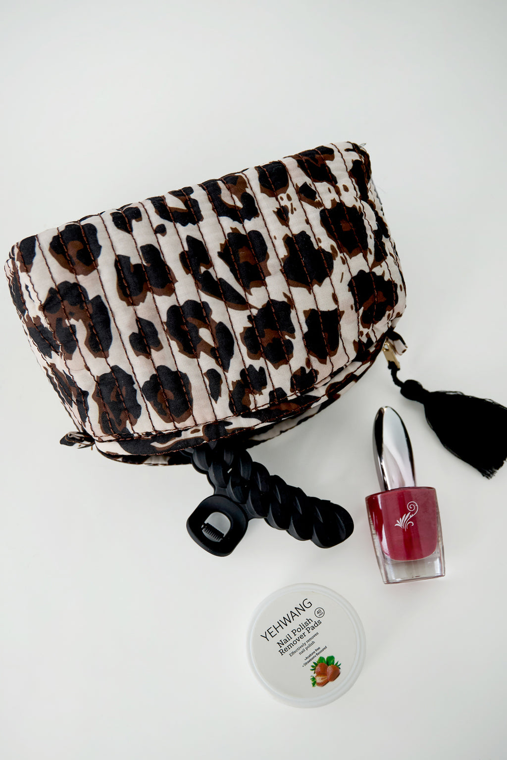 Trousses de maquillage en polyester imprimé léopard, accessoires quotidiens