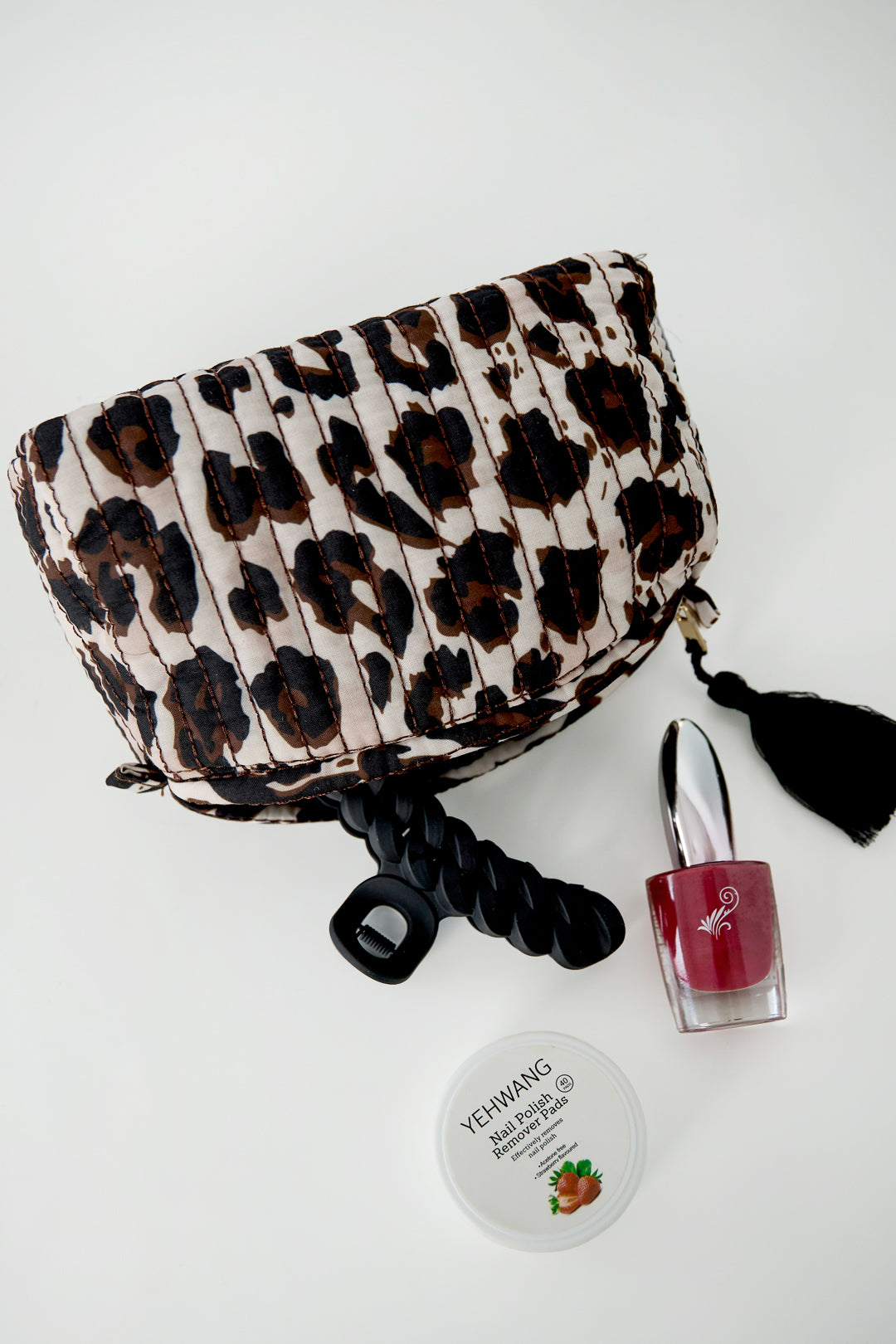 Trousses de maquillage en polyester imprimé léopard, accessoires quotidiens