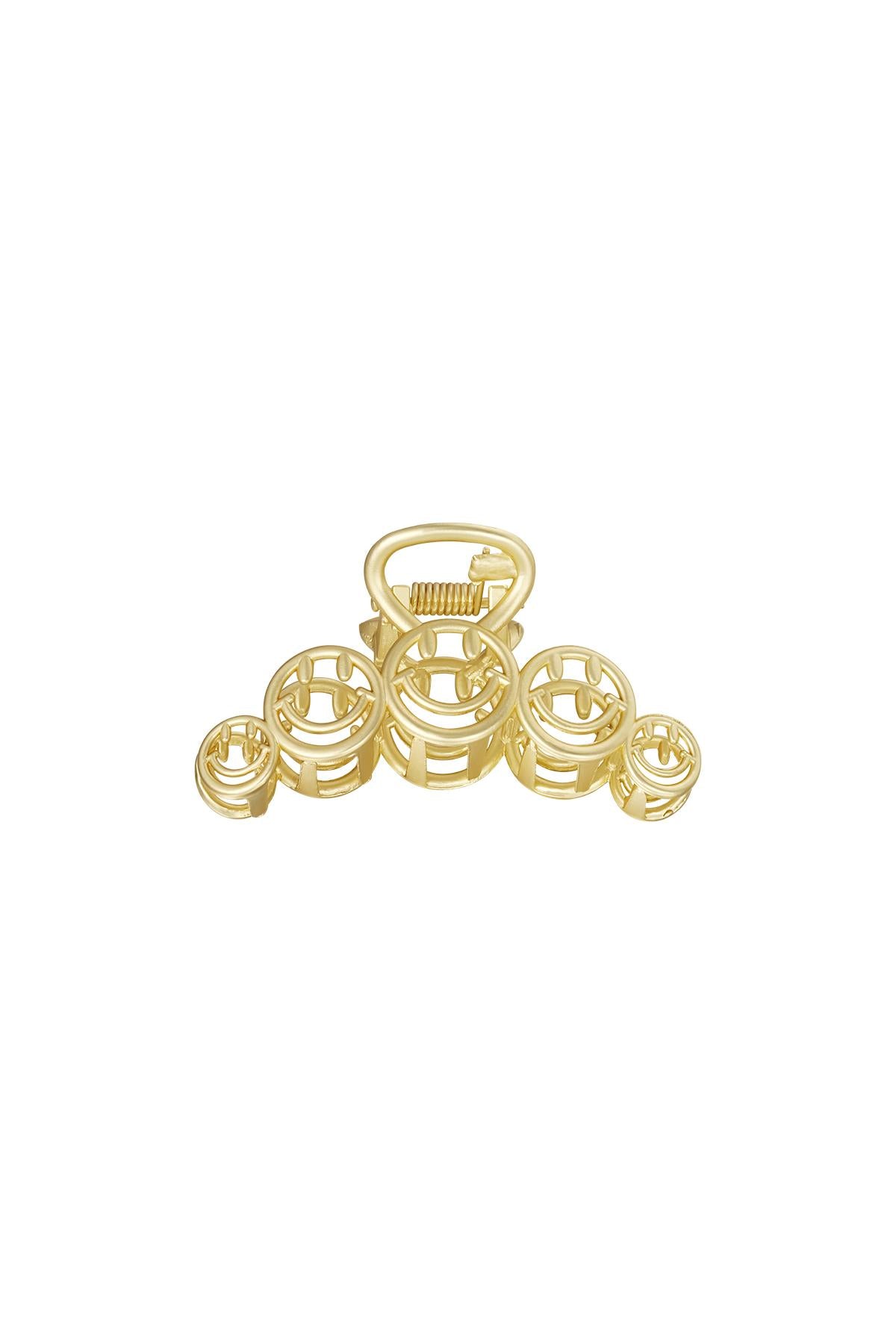 Smiley Big Metal Barrette Vieille Couleur or Métal