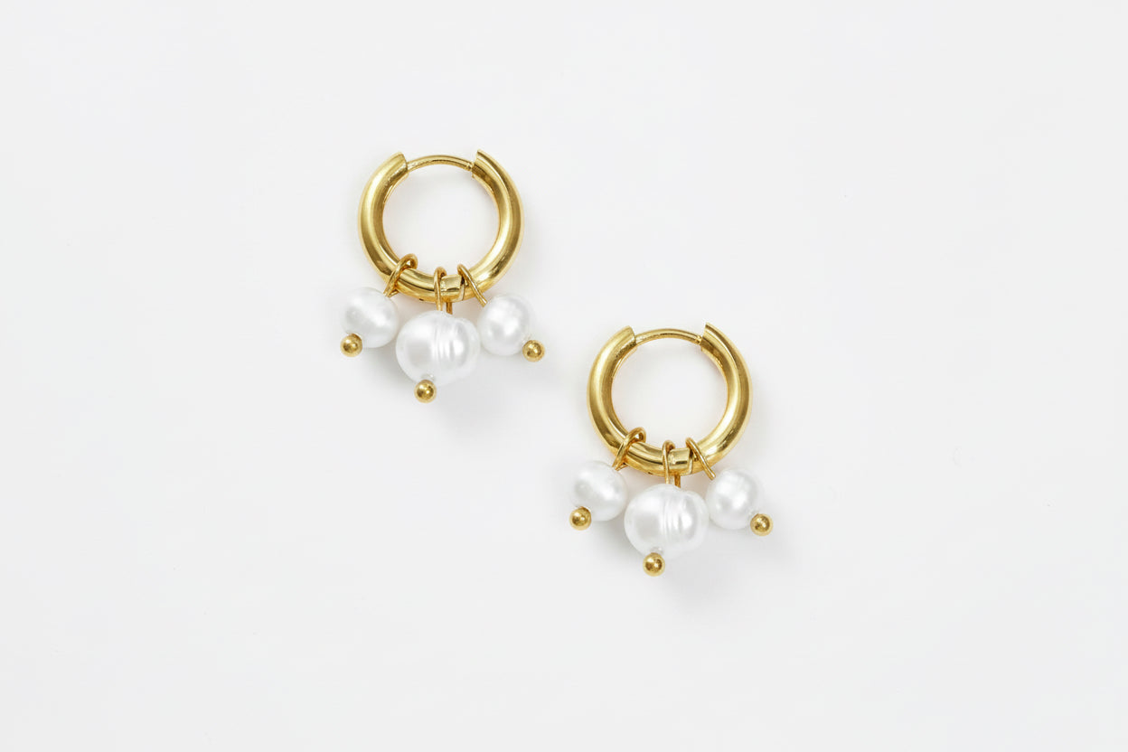 Boucles d'oreilles avec perles pendantes en acier inoxydable
