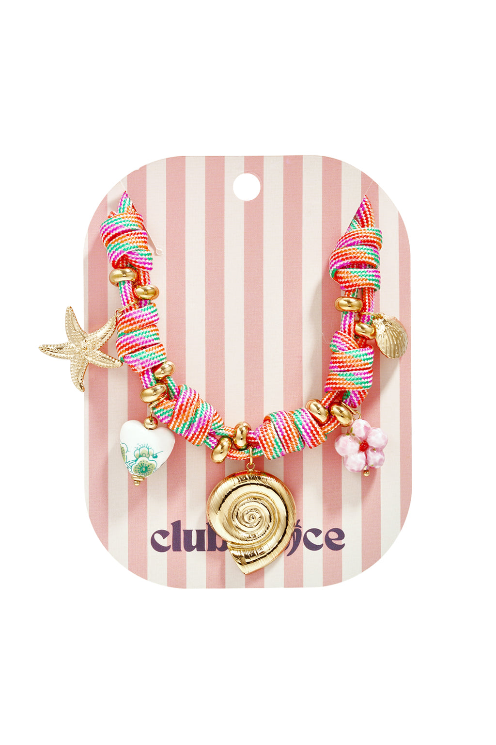 Chaîne en corde avec nœuds et breloques en coquillage