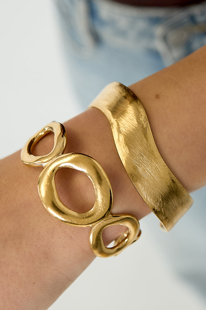 Bracelets manchettes en acier inoxydable, forme irrégulière, collection décontractée et simple pour femmes