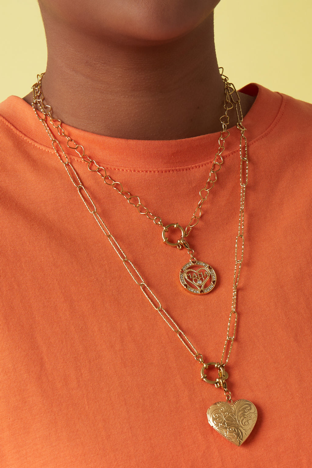 Bracelet-collier 2 en 1 avec maillons en forme de cœur