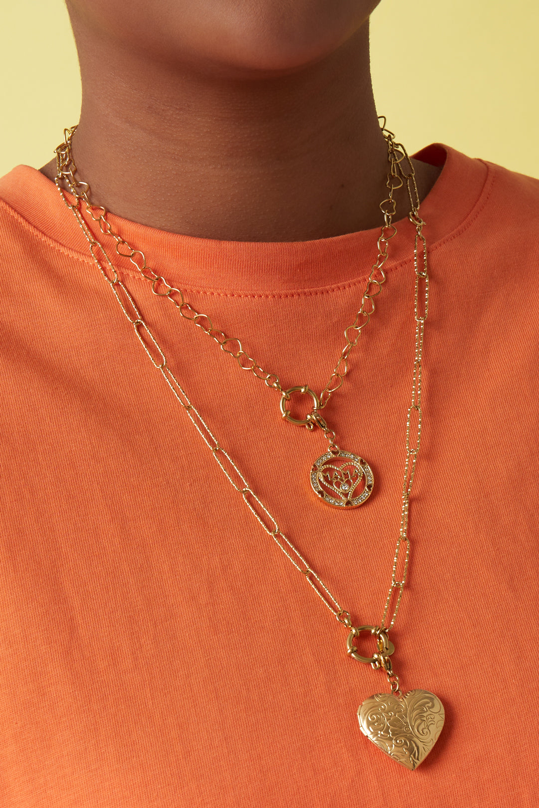 Bracelet-collier 2 en 1 avec maillons en forme de cœur