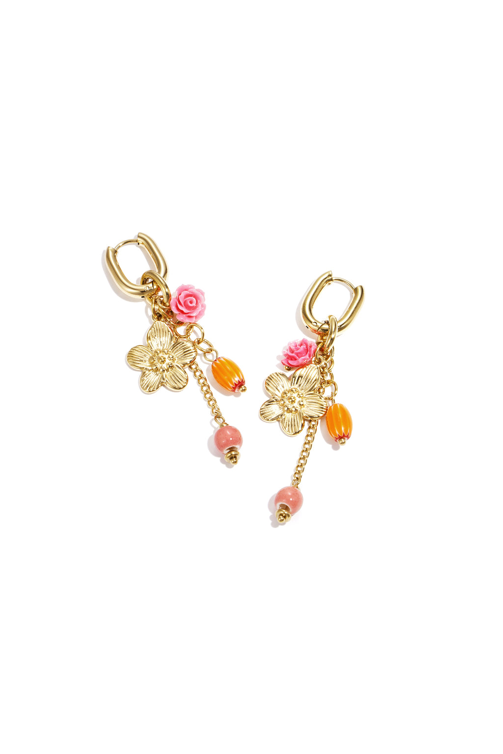 Boucles d'oreilles pendantes en acier inoxydable, motif floral, collection romantique décontractée pour le quotidien, bijoux pour femmes