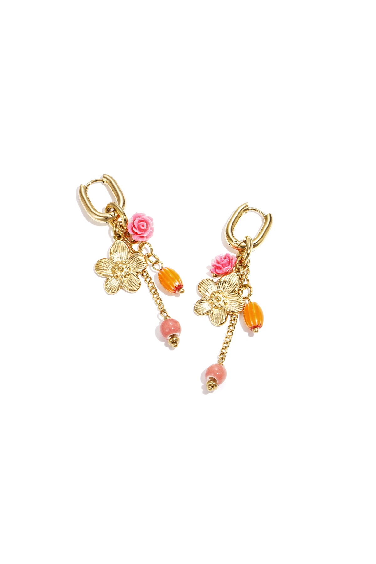 Boucles d'oreilles pendantes en acier inoxydable, motif floral, collection romantique décontractée pour le quotidien, bijoux pour femmes