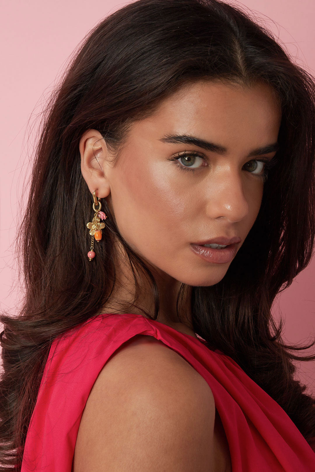 Boucles d'oreilles pendantes en acier inoxydable, motif floral, collection romantique décontractée pour le quotidien, bijoux pour femmes