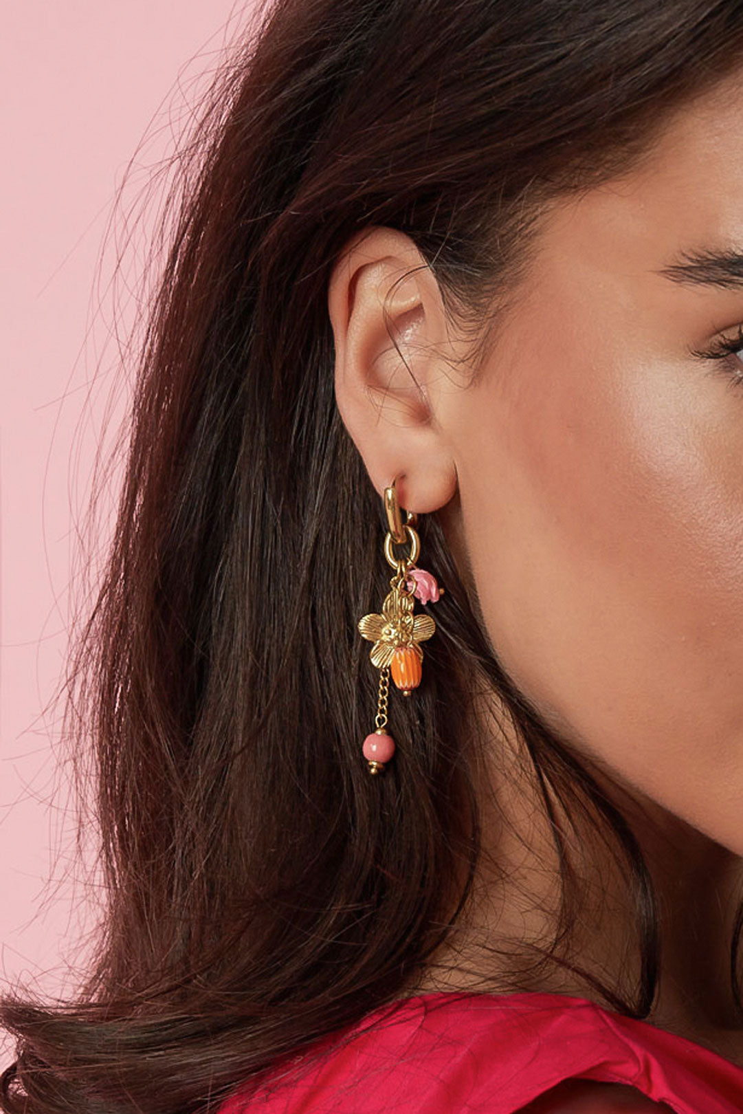 Boucles d'oreilles pendantes en acier inoxydable, motif floral, collection romantique décontractée pour le quotidien, bijoux pour femmes