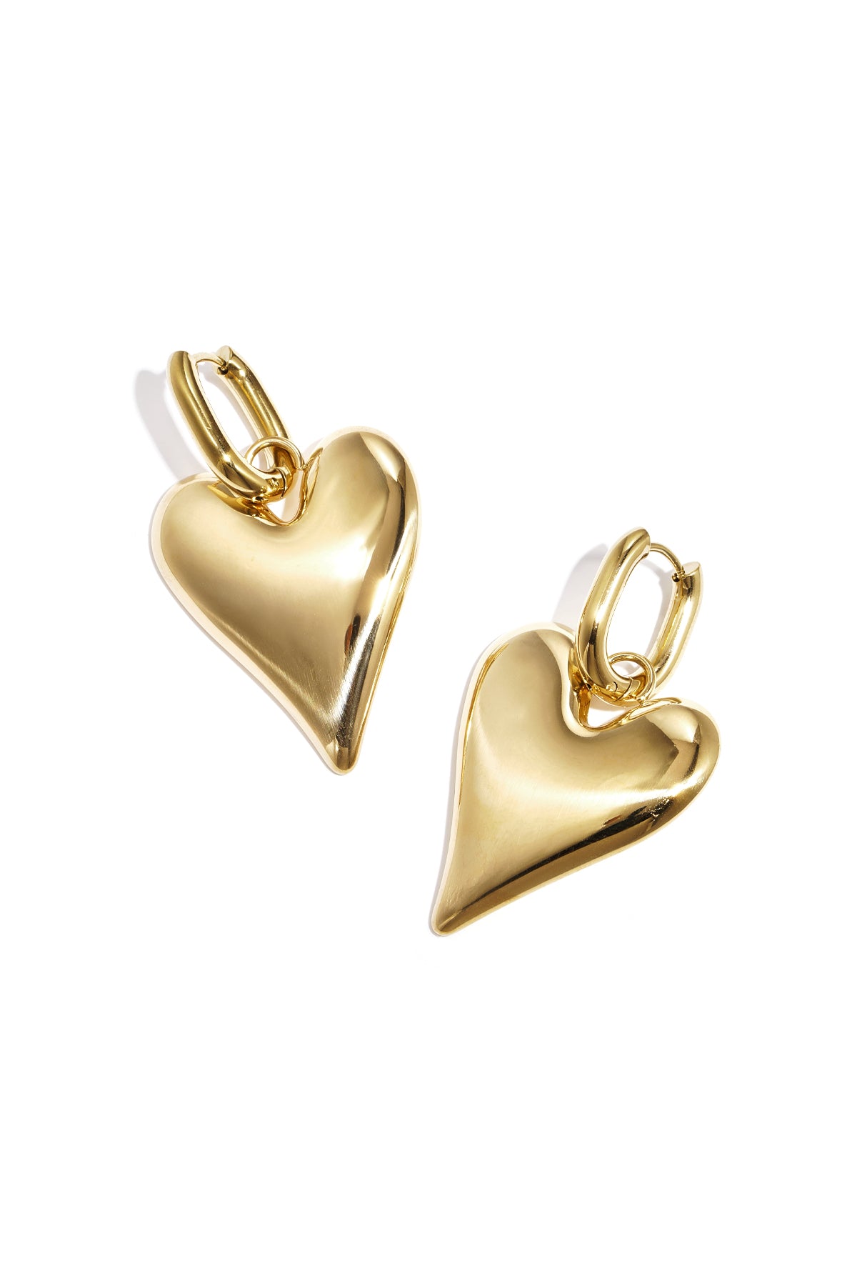 Boucles d'oreilles pendantes en acier inoxydable en forme de cœur, collection décontractée et simple pour femmes