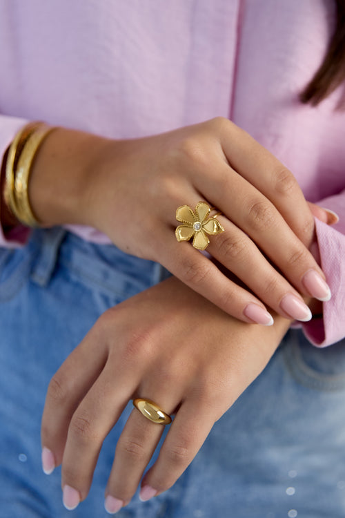 Bagues en acier inoxydable, style floral, collection Daily Simple, bijoux pour femmes